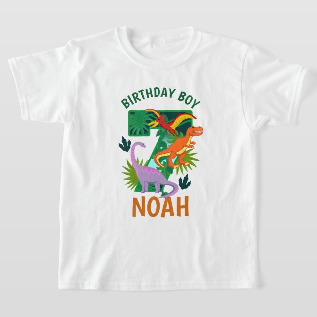 Camisetas de bebês do 7º aniversário do Dinossauro (Postura )