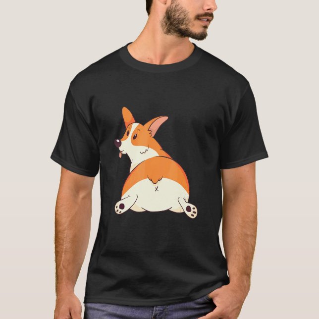 Camisetas de cachorro bunda de Corgi fofo para don (Frente)