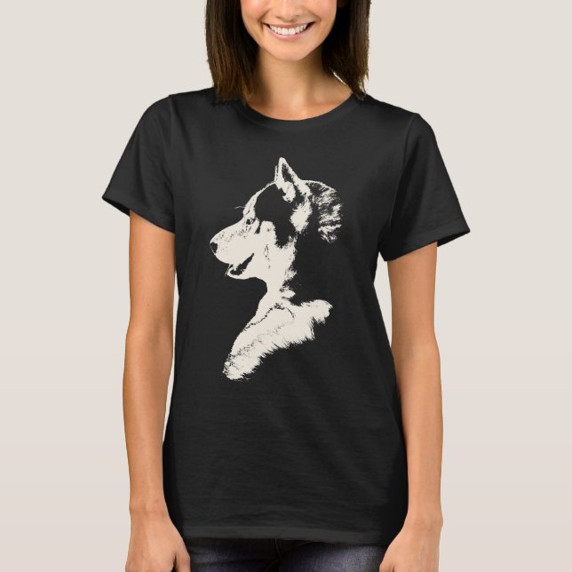 Camisetas de cão de Malamute com Rouco de camisa,  (Frente)