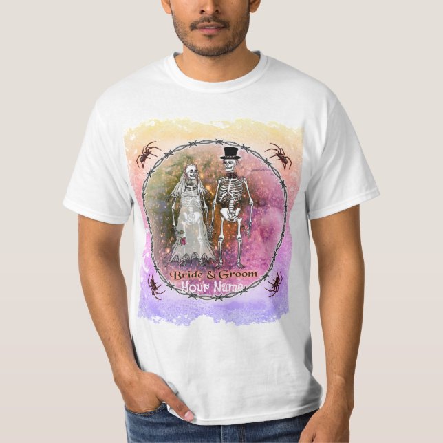 Camisetas de casamento de esqueleto gótico (Frente)