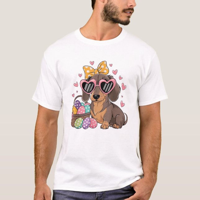 Camisetas de Dachshund Fofos Dachshunds da Páscoa (Frente)