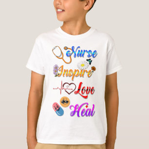 Camisetas de Enfermeira Inspiram Amor Curar Med Te