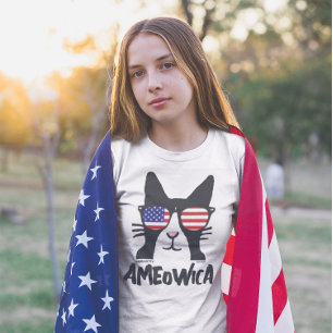 Camisetas de gato AMEOWICA, garotas