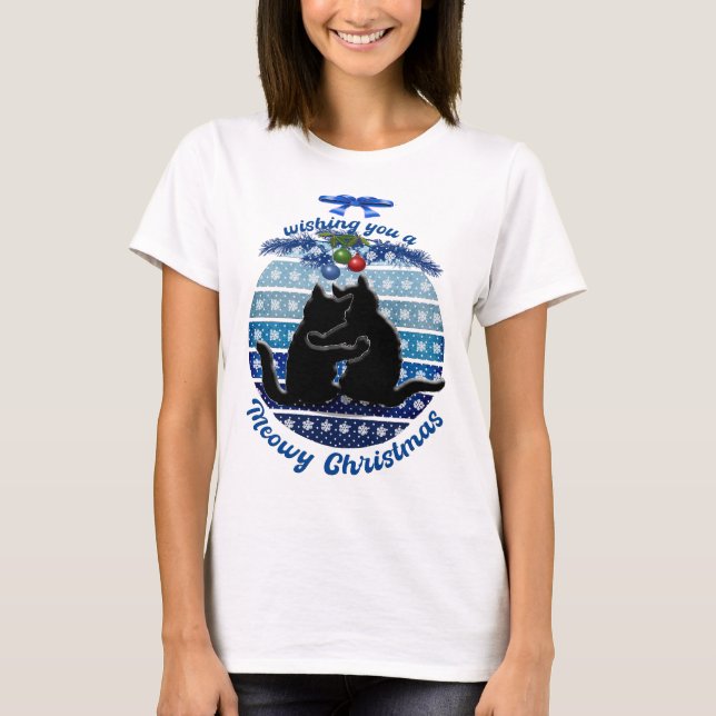 Camisetas De Gato De Natal, Camiseta De Gato (Frente)