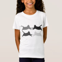 Camisetas de Gatos de Silhueta de Cinzas Pretas Ac