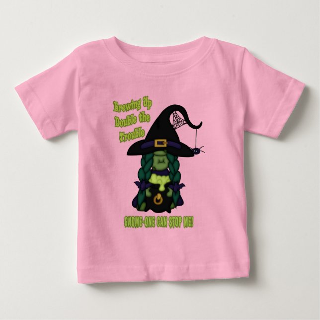Camisetas de Gnome-O-Ween Aranha Bruxa Pun (Frente)