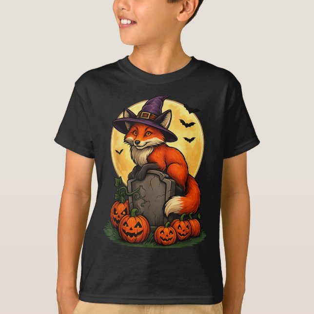 Camisetas de Halloween de Abóbora de Raposa para H (Frente)