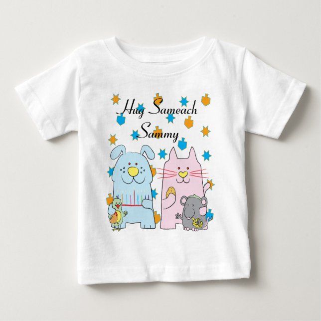 Camisetas de Hanukkah personalizam "Sameach Hug" (Frente)