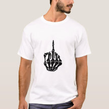 Camisetas de Homens Brancos de Dedo Médio Skeleton