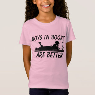 CAMISETAS DE MENINAS COM MENINOS EM LIVROS SÃO MEL