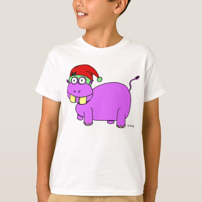 Camisetas de Natal Hipopótamo Crianças (Frente)