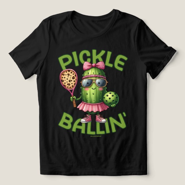 Camisetas de Pickle Ball para Mulheres Equipe de P (Design frontal)
