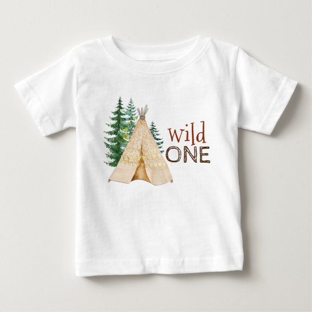 Camisetas de Primeiro Aniversário do Bebê Selvagem (Frente)