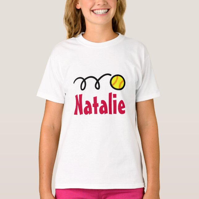 Camisetas de softball para raparigas | Nome person (Frente)