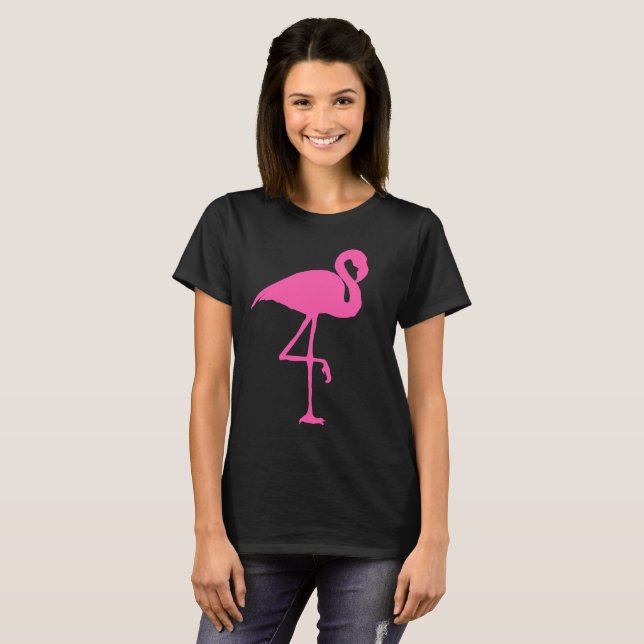 Camisetas de T-shirts pretas PINK FLAMINGO (Frente Completa)