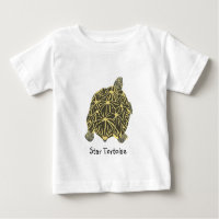 Camisetas de tartaruga em estrela preta e amarela