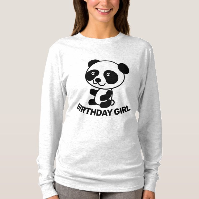 Camisetas de Urso Panda MENINA DE ANIVERSÁRIO (Frente)