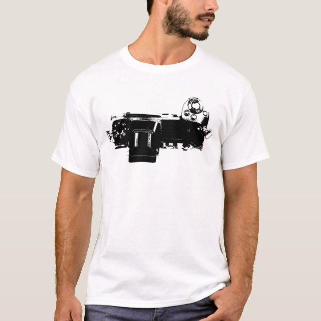 Camisetas de visualização superior da câmera fotog (Frente)