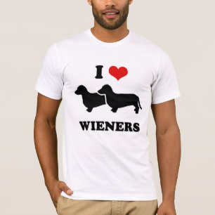 CAMISETAS do CÃO do WIENER - "eu amo meus wieners