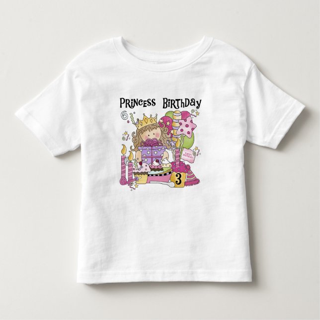 Camisetas e presentes da Princesa aniversário de 3 (Frente)