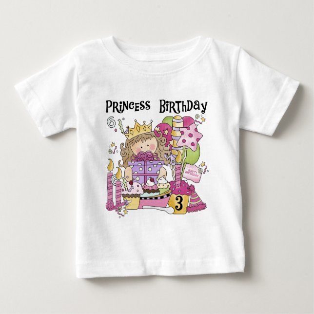 Camisetas e presentes da Princesa aniversário de 3 (Frente)