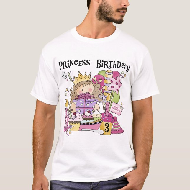 Camisetas e presentes da Princesa aniversário de 3 (Frente)