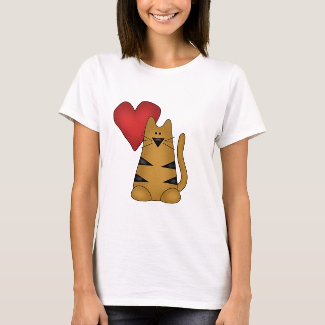 Camisetas e presentes de coração e de gatos riscad (Frente)