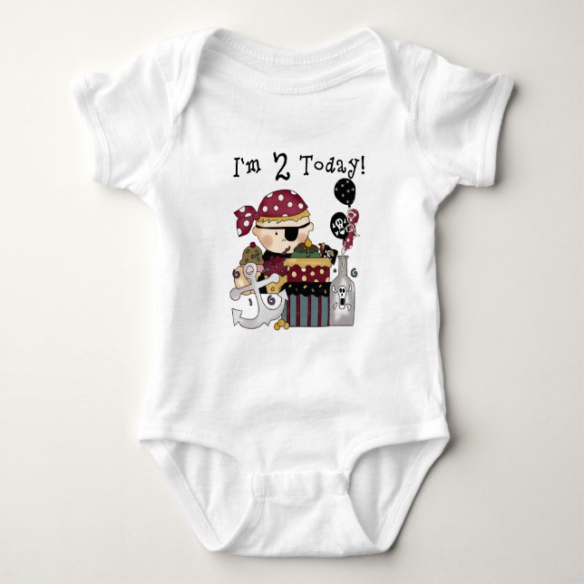 Camisetas e presentes piratas do segundo aniversár (Frente)