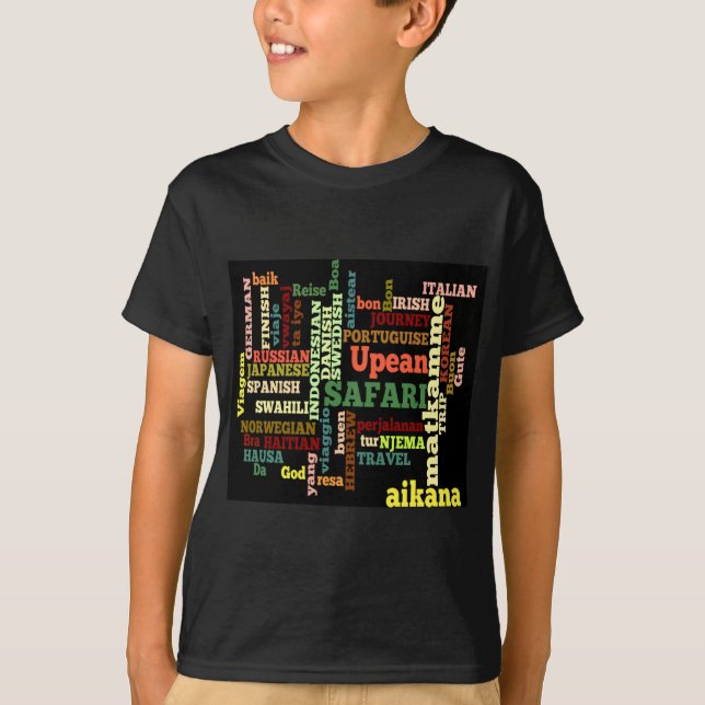 Camisetas e t-shirts de colagem de idiomas Viagem  (Frente)