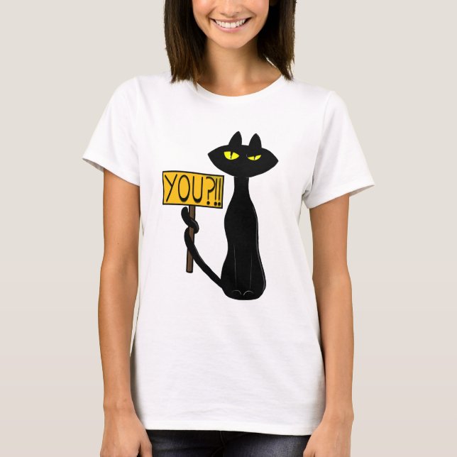 Camisetas engraçadas Bad Boogie -O Gato- "Você?!!" (Frente)