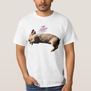 Camisetas engraçadas bonitos do porco do vôo