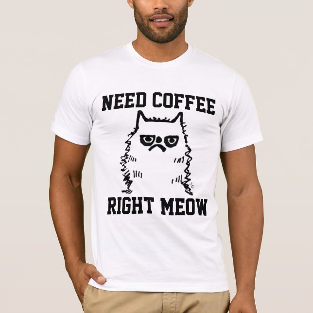 Camisetas engraçadas de café e gato mal-humorado (Frente)