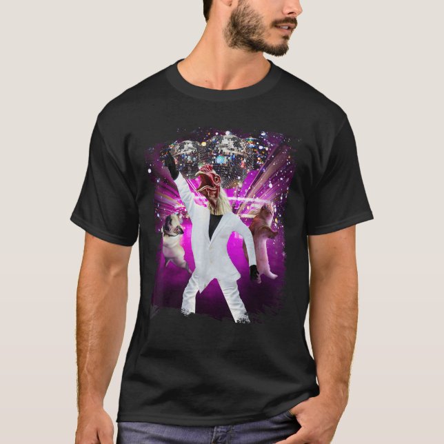Camisetas engraçadas de dança de galinha de Disco  (Frente)