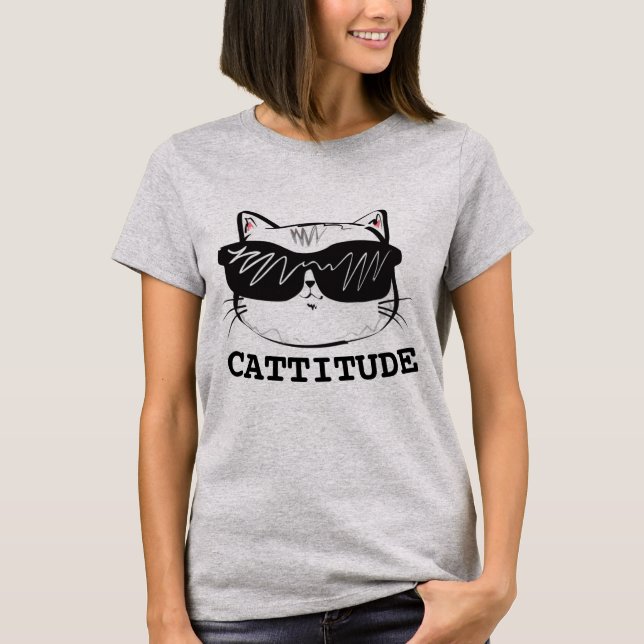 Camisetas engraçadas de gato CATTITUDE (Frente)