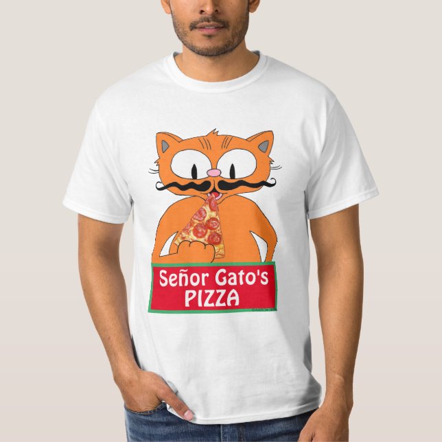 Camisetas engraçadas de gato com bigode de desenho (Frente)