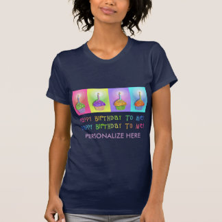 Camisetas escuras femininas - Cupcakes de aniversá