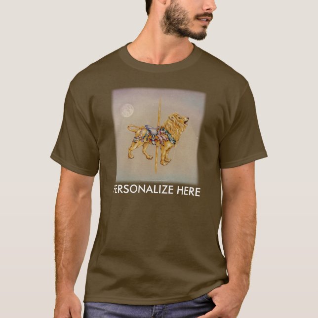 Camisetas Escuras Masculinas - Carousel Lion SQ (Frente)