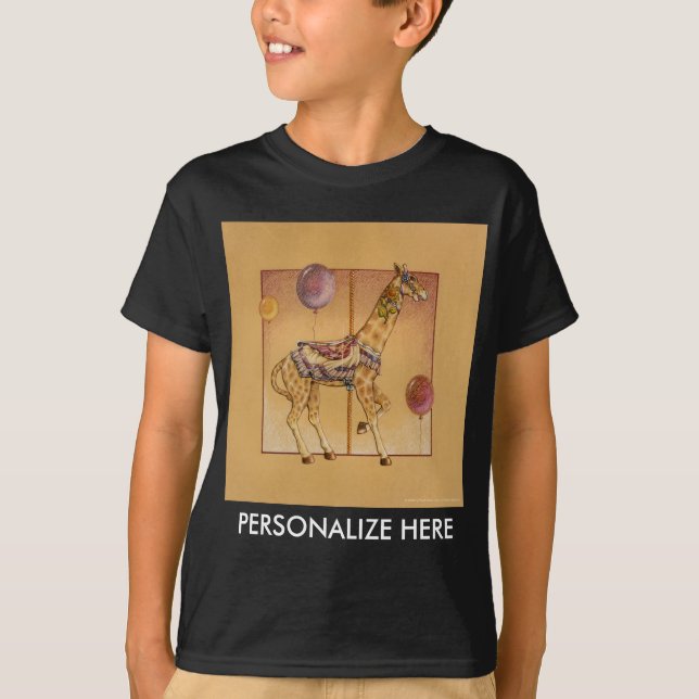 Camisetas Escuras para Crianças - Carrossel Giraff (Frente)