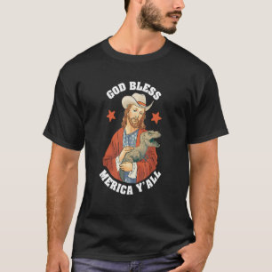 Camisetas EUA Deus Abençoe Merica Y'all Jesus Dino