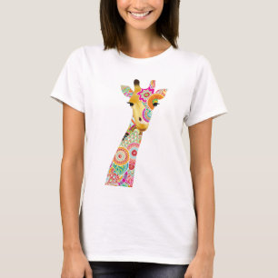 Camisetas femininas abstratas do girafa do teste