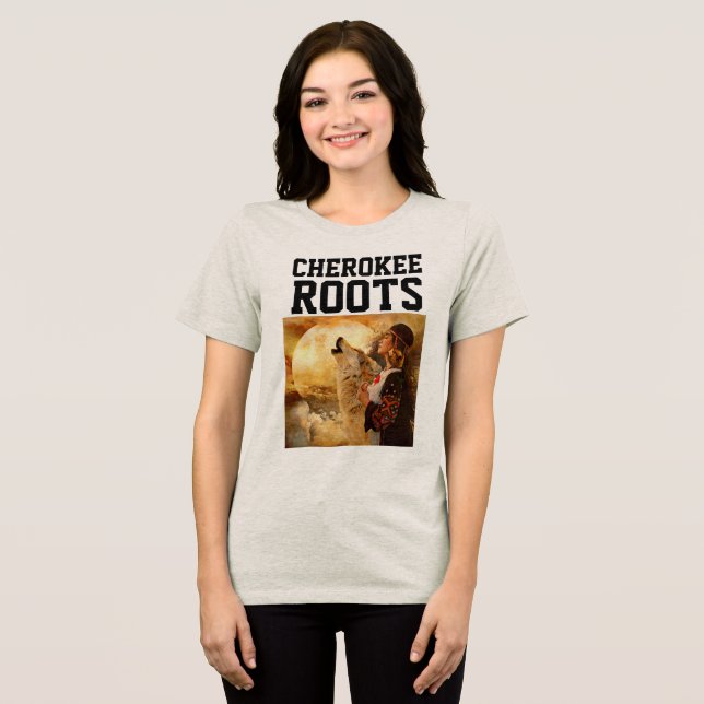 Camisetas femininas CHEROKEE indian ROOTS (Frente Completa)