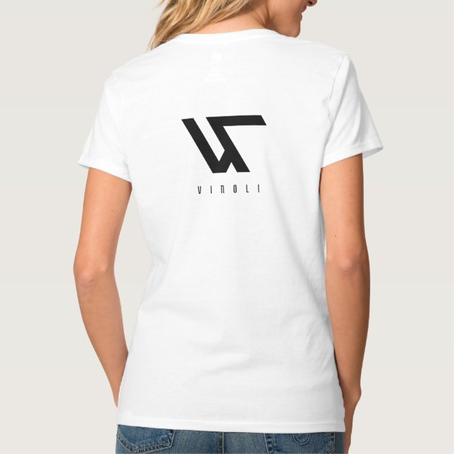 Camisetas femininas com decote em V (Verso)