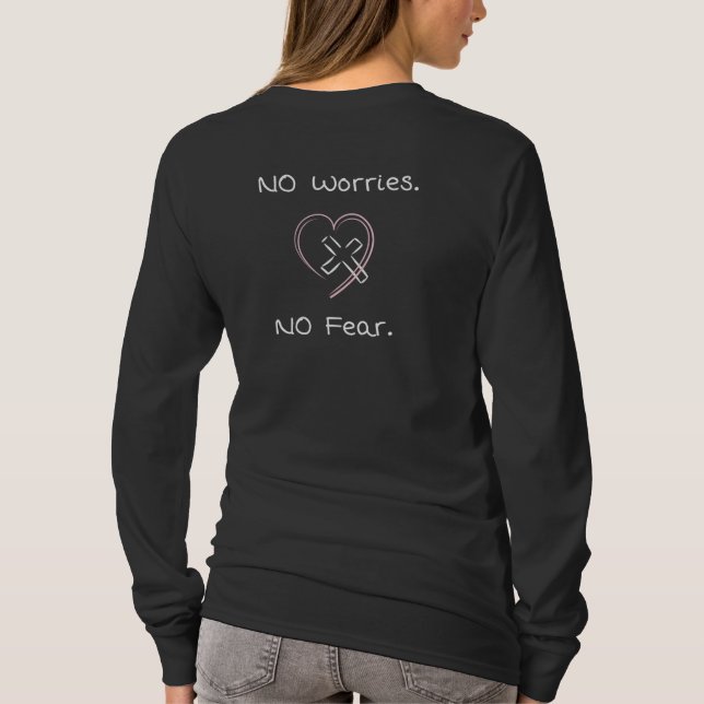 Camisetas femininas cristãs Sem Preocupações Sem M (Verso)