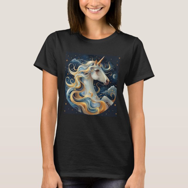 Camisetas femininas de design de unicórnio (Frente)