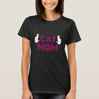 Camisetas femininas de Mãe de Gato com silhueta de