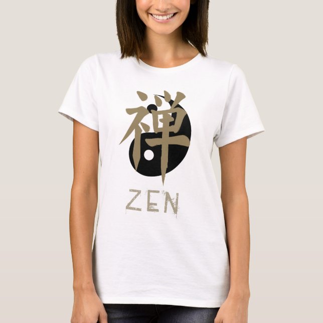 Camisetas femininas de yang do yin do zen (Frente)