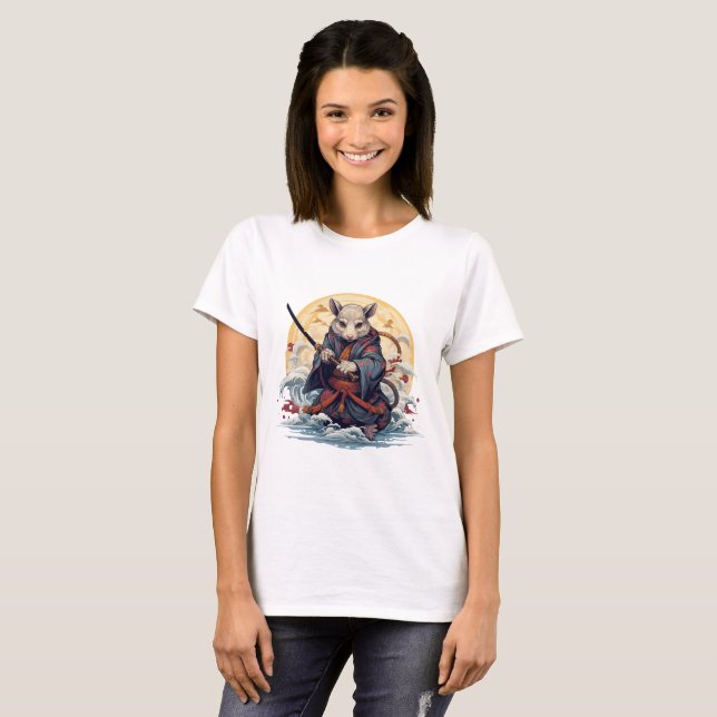 Camisetas femininas do Samurai Rat (Frente Completa)