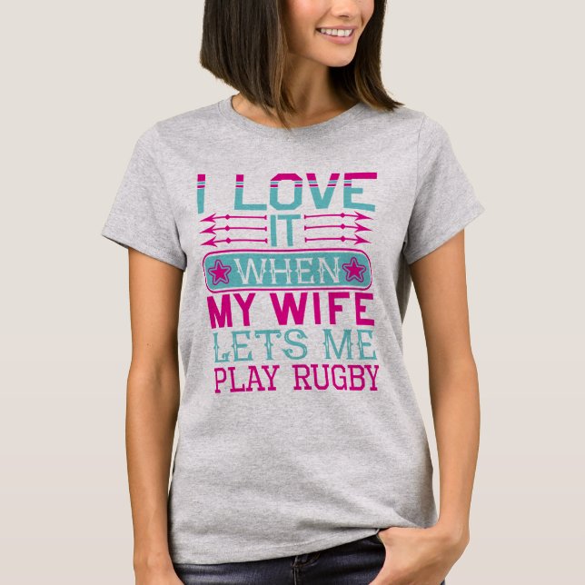 Camisetas femininas me deixam jogar rugby (Frente)