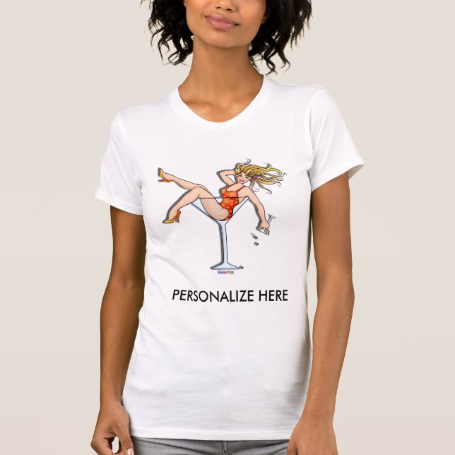 Camisetas femininas - Olivia no copo de Martini (Frente)