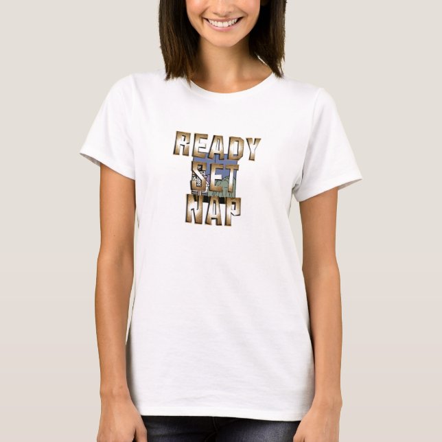 Camisetas femininas Ready Set Nap (Frente)
